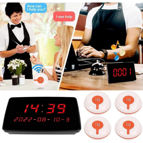 (US Plug) Waterproof Call Buttons, Wireless Calling System Waterproof 110240v Durable Abs Stable For Hotel (uk Plug) 2