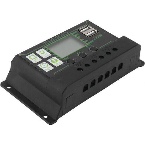 (200A) Solar Regulator Charge Controller, 5V Solar Charge Controller Dual USB Port Black and Green for Home (200A)