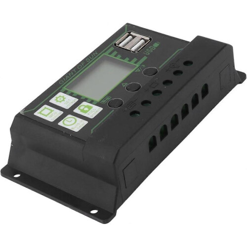 (200A) Solar Regulator Charge Controller, 5V Solar Charge Controller Dual USB Port Black and Green for Home (200A) 2