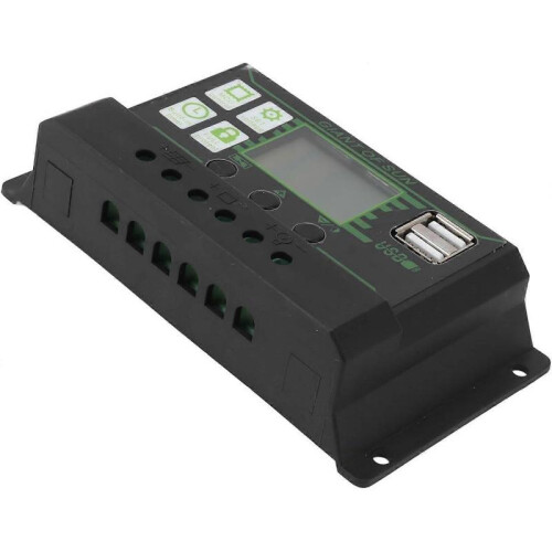 (200A) Solar Regulator Charge Controller, 5V Solar Charge Controller Dual USB Port Black and Green for Home (200A) 1
