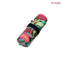 (72 holes) Tree Leaf 12/24/36/48/72 Holes Canvas Roll Pen Curtain Pencil Bag For Case Makeup Wrap Holder Storage Pouch