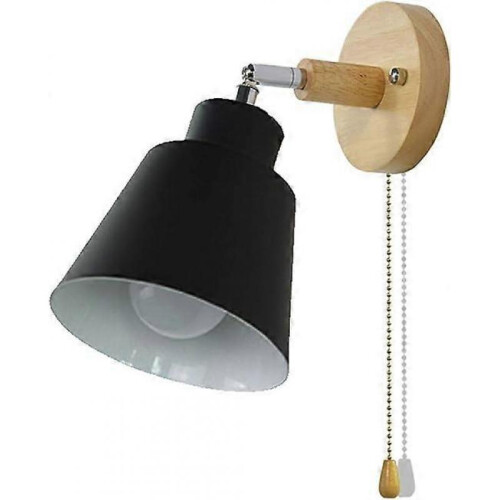 (Black) Wall Lights with Pull Cord Switch E27 Pull Switch Bedroom