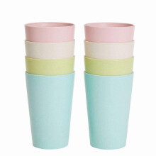 Set Of 8 Pack Wheat Straw Drinking Cups for Kids & Kitchen Dinnerware, 4 Colors