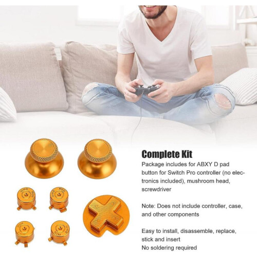 Gamepad Metal Buttons Aluminum Alloy Diy Replacement Game Controller Button Parts for Switch Pro Game Controller Electronics Screwdriver Gold 2