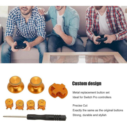 Gamepad Metal Buttons Aluminum Alloy Diy Replacement Game Controller Button Parts for Switch Pro Game Controller Electronics Screwdriver Gold 1