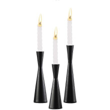 (Black) Candlestick Iron Art Small Man Waist Candlestick Matte Black Cone Base Living Room Crafts Decoration