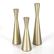 (Gold) Candlestick Iron Art Small Man Waist Candlestick Matte Black Cone Base Living Room Crafts Decoration
