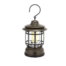 (Green) Vintage LED Camping Lantern USB Rechargeable Portable Waterproof Lamp for Emergency Home Power Outages Indoor Outdoor