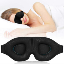 3d Man And Woman Sleep Mask with Innovative Hidden Nose Wings Pattern, Black Rubber Adjustable Night Mask