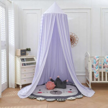 (purple) Children's princess bed canopy crib, Nordic round dome children's reading corner indoor outdoor tent, hanging decorative cotton canvas