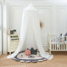 (white) Children's princess bed canopy crib, Nordic round dome children's reading corner indoor outdoor tent, hanging decorative cotton canvas