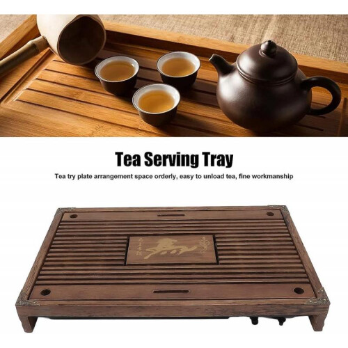 (Type a Light Black) Tea Serving Tray Non-fading Permutation Water Storage Space Tea Tray Drainage For Restaurant (type B) 1