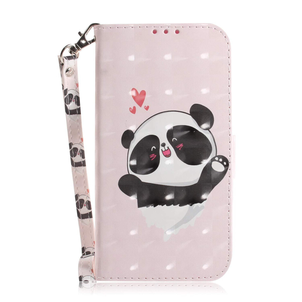 Case For Moto Edge 40 Protective Pu Leather Wallet Cover With Card Holder, Magnetic Kickstand, Panda & Heart 9393856274734