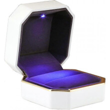 Led Light Rings Gift Box Display Case for Wedding Engagement Propose with Pendant Earrings Coins Creative Jewelry Box with Led Light White