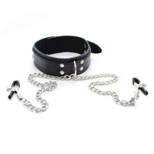 Nipple Clip Leather Collar Set With Neck Chain And Clips Black Mimi Clip Milk Clip Neck Sleeve Traction Dog Chain