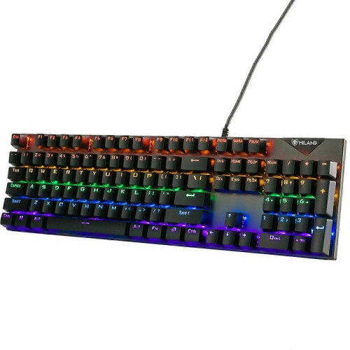(Gray) MK808 LOL Gaming Keyboard 104 Keys USB Wired Mechanical Colorful Backlight Office Computer Keyboard 1