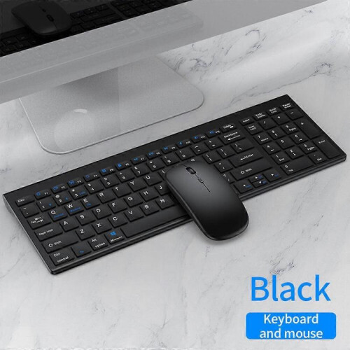 (Black) Rechargeable Wireless Bluetooth Keyboard and Mouse Set For IOS iPad Android PC 1