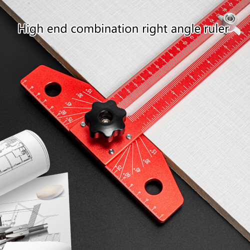 Upgraded 15" Woodworking Edges Ruler 0-75Adjustable Protractors 1