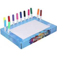 (Dinosaur Type) Kids Blow Pens Educational Cap Cap Fluorescent Blow Airbrush Pen Safe Rich Colors for Preschool (Ocean Type)