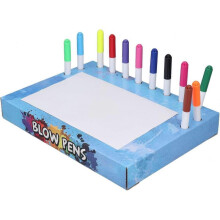 (Ocean Type) Kids Blow Pens Educational Cap Cap Fluorescent Blow Airbrush Pen Safe Rich Colors for Preschool (Ocean Type)