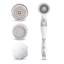 (Gray) 4in1 Electric Bath Shower Brush Massage Back Scrubber Body Cleansing Waterproof