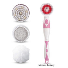 (Pink) 4in1 Electric Bath Shower Brush Massage Back Scrubber Body Cleansing Waterproof