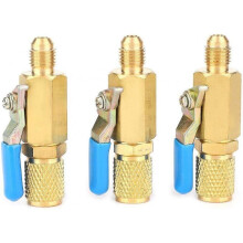 3pcs Ball Valve R12/r134/ar410 Refrigerant Ball Valve Adapter Switch for 1/4sae Male-female(sae 1/4bv1414fm)