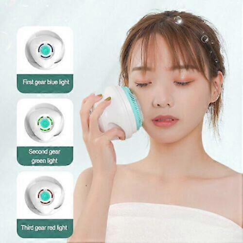 (White) Electric Rechargeable Body Brush Long Handle Bath Shower Back Scrubber 1