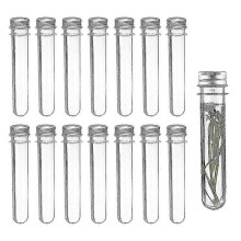 Test Tubes Plastic Transparent Test Tubes with Aluminum Screw Lids Caps