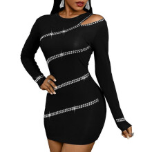(4XL, Black) Woman Hip-wrapping Dress Lady Pullover Sexy Dress Suitable For Going Beach Side Wear