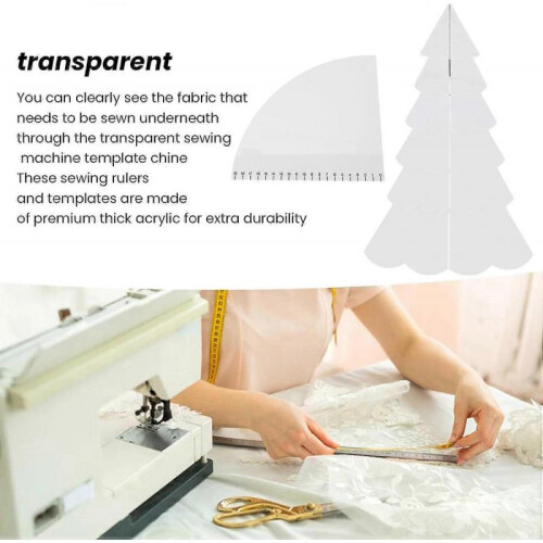 (L) DIY Sewing Ruler Template Set, Sewing Pattern Template Ideal Gift Clear Easy Handwork Sewing for Bowl Mats (M) 2