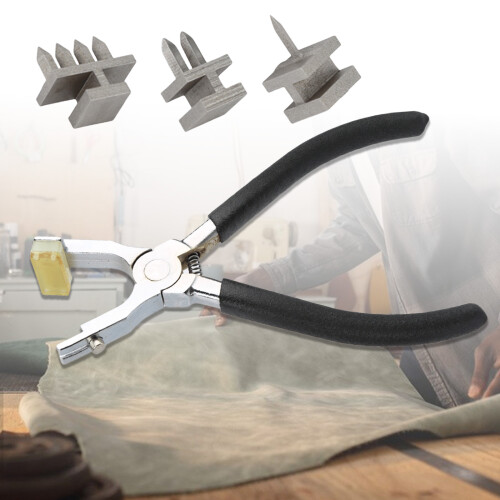 Leather Hole Puncher Pliers Tool with 1/2/4 Prong Drilling Head 1