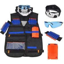 Tactical Vest Jacket Set Elite Set, Nerfe Vest, Tactical Vest, Nerf Accessories Set Kids Tactical Vest with 60 Darts + 1 Nerfe Glasses + 1 * 6 Soft Da