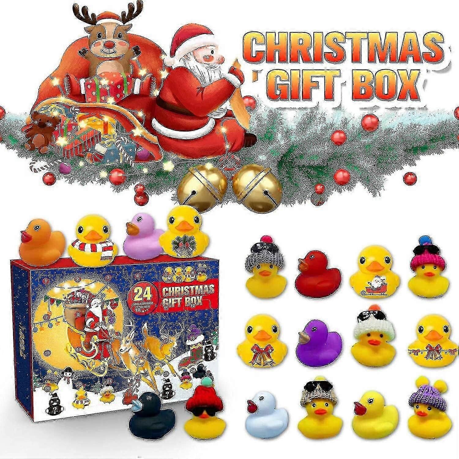 Enten Adventskalender 2024 Für Kinder - 24 Gummi Enten Im Festlichen Design Als Tägliche Überraschung