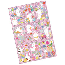 9 Sheets Easters Window Clings Double Sided Bunnies Eggs Chick