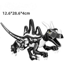 (Black and white Chinese dragon) Chalk Paleontology Savage Beast Building Block Dinosaur Children's Assembly Toy-red Tall Horned Taurus Banmo