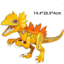 (The orange Raptor) Chalk Paleontology Savage Beast Building Block Dinosaur Children's Assembly Toy-red Tall Horned Taurus Banmo