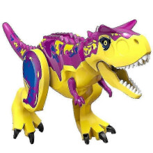 (Yellow carnivorous bull dragon) Chalk Paleontology Savage Beast Building Block Dinosaur Children's Assembly Toy-red Tall Horned Taurus Banmo