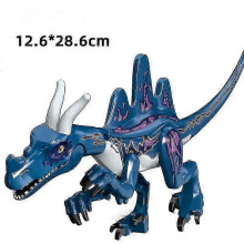 (Chinese dragon) Chalk Paleontology Savage Beast Building Block Dinosaur Children's Assembly Toy-red Tall Horned Taurus Banmo
