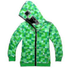 (12-14 Years) Minecraft Creeper Costume Kids Zip Up Hoodie Coat Boys Girls Hooded Sweatshirt Jacket Tops 4-14 Years