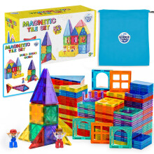 Science Kidz Magnetic Tiles - 50 Piece Set, 2 x Magnet Play Figures & Carry Bag