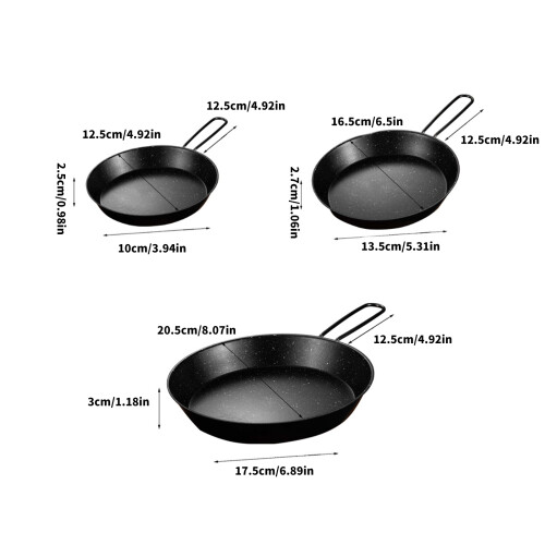 3Pcs Stainless Steels Frying Pans Nonstick Skillets Practical 2