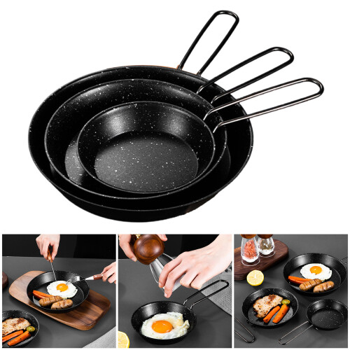 3Pcs Stainless Steels Frying Pans Nonstick Skillets Practical 1