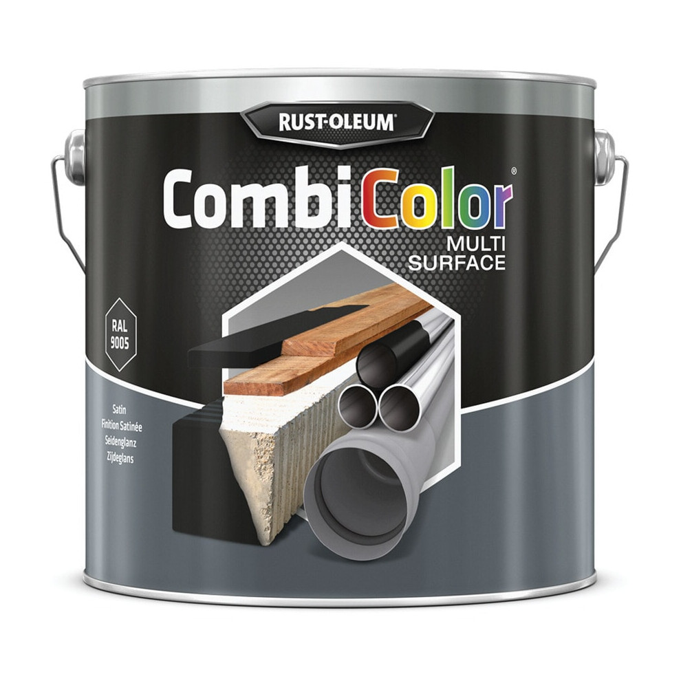 Rust-Oleum 7375Ms.2.5 Combicolor Multi-Surface, One Paint, Many Surfaces, Satin -Ral 9005 Black