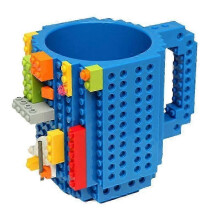 (blue) 350ml Funny Build A Brick Mug Novelty Coffee Mugs/Cups Tea Beverage Cup DIY Block Puzzle Mug