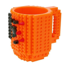 (orange) 350ml Funny Build A Brick Mug Novelty Coffee Mugs/Cups Tea Beverage Cup DIY Block Puzzle Mug