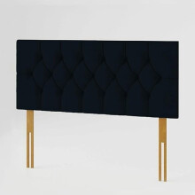 (King Black) 5ft Plush Velvet Padded Chesterfield Headboard Bed