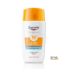 Eucerin Sun Hydro Protect Ultra-Light Fluid SPF 50+ 50ml Advanced Sun Protection & Hydration for All Skin Types Lightweight, Non-Greasy