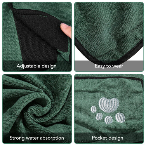 Hundebademantel-Handtuch - Superabsorbent, Polyester, S 2