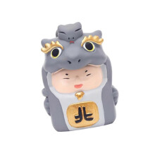 (4.5 cmx6.5 cm, Gray) Mini Statue Decoration Collectible Chinese Figurine Prop for Home Car Office Green